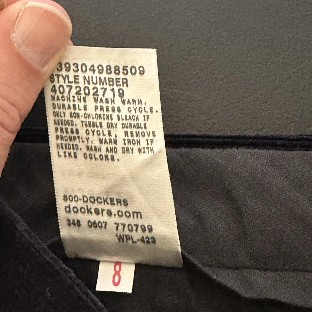 Y2K Dockers Corduroy Pants Men's 36x29 Navy Relaxed Fit Pleated Wide Wale Cuffed